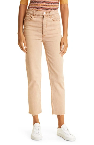 Re/done 70s Originals Stove Pipe Cropped High-rise Straight-leg Jeans In Light Beige