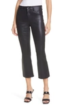 L Agence Kendra Coated High Waist Crop Flare Jeans In Noir Coated
