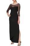 ALEX EVENINGS ILLUSION EMBELLISHED DETAIL JERSEY GOWN,81351578
