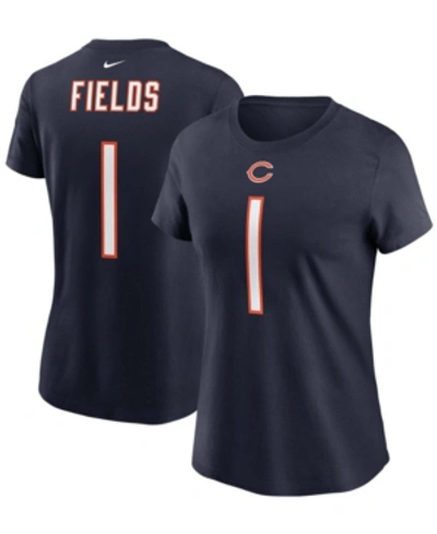 Nike Women's Justin Fields Navy Chicago Bears 2021 Nfl Draft First Round Pick Player Name Number T-shirt