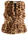 FIRST IMPRESSIONS BABY GIRLS LEOPARD-PRINT FAUX-FUR VEST, CREATED FOR MACY'S