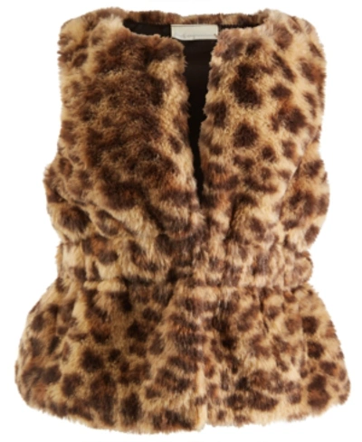 First Impressions Kids' Baby Girls Leopard-print Faux-fur Vest, Created For Macy's In Raw Brown