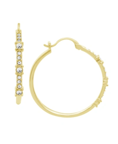 Essentials Clear Crystal Frontal Stationed Hoop, Gold Plate And Silver Plate In Gold-tone