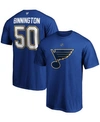 Majestic Fanatics Branded Men's Jordan Binnington Blue St. Louis Blues Team Authentic Stack Name & Number T-s In Blue