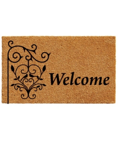 Home & More Welcome Post 24" X 36" Coir/vinyl Doormat Bedding In Natural/black