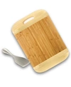 BERGHOFF BAMBOO 2 PIECE TWO-TONED BOARD AND AARON PROBYN CHEESE KNIFE SET