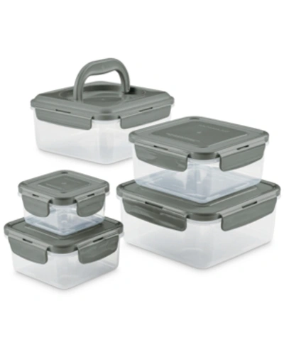 Rachael Ray Stacking 10-pc. Square Food Storage Container Set In Gray