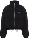Prada Black Wool And Cashmere Short Down Jacket In Multicolor
