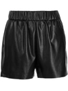Anine Bing Vegan Leather Shorts Elastic Waistband In Black