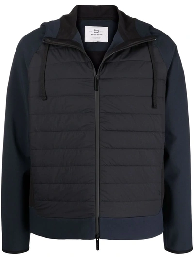 Woolrich Padded-panel Hooded Jacket In Blue