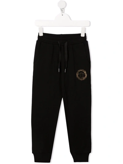 John Richmond Junior Kids' Rhinestone-logo Track Pants In Black