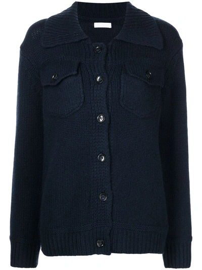 Sablyn Chest-pocket Cashmere-knit Shirt In Blue