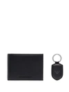Emporio Armani Gift Box With Wallet And Keyring In Tumbled Leather In Black