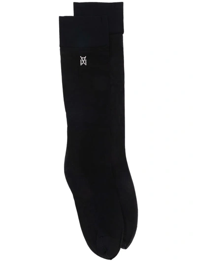 Amina Muaddi X Wolford Crystal-embellished Socks In Black