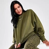 Nike Women's Sportswear Collection Essentials Oversized Fleece Crewneck Sweatshirt In Medium Olive/white