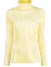 Tory Burch Ribbed Knit Turtleneck Sweater - Atterley In Yellow