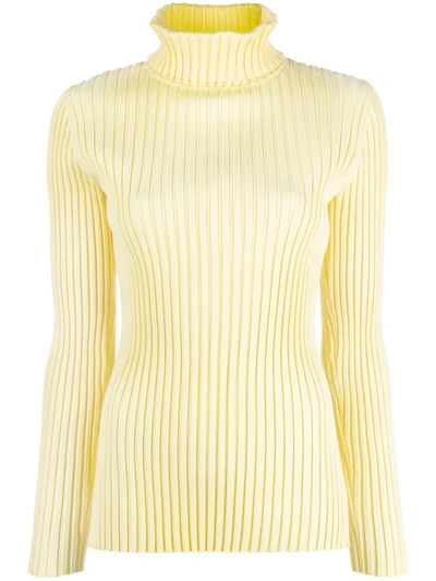 Tory Burch Ribbed Knit Turtleneck Sweater - Atterley In Yellow