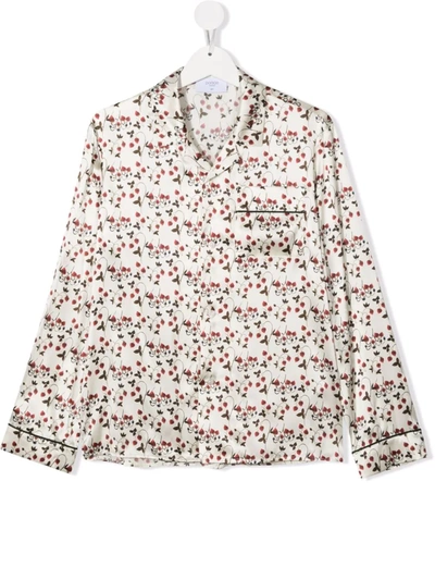 Paade Mode Teen Floral-print Satin Shirt In White