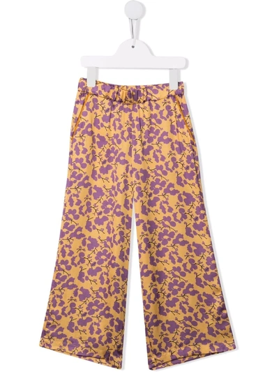 Paade Mode Kids' Floral-print Trousers In Yellow