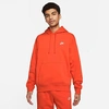 Nike Sportswear Club Fleece Embroidered Hoodie In Team Orange/team Orange/white