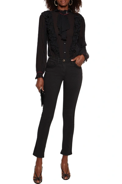 Etro Embroidered Mid-rise Skinny Jeans In Black