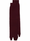 Maison Margiela Tabi Knee-high Socks Featuring Ribbed Detailing In Black