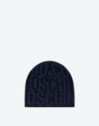 Moschino Logo Bands Wool Hat In Red