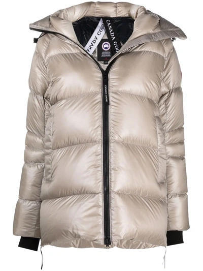 Canada Goose Logo-patch Feather-down Hooded Jacket In Nude
