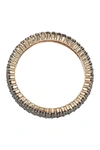 Suzy Levian 14k Rose Gold Plated Micro-pave Brown Cz Eternity Band Ring In Brown