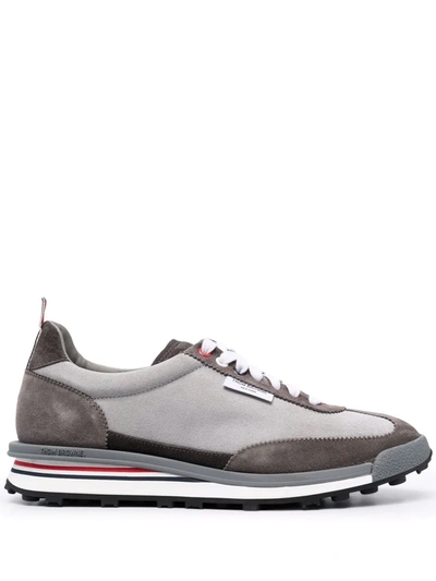 Thom Browne Panelled Lace-up Sneakers In Grey