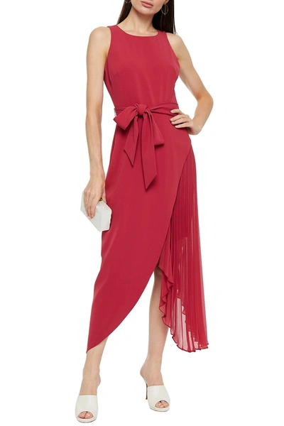 badgley mischka pleated stretch crepe wrap-effect dress Badgley Mischka Draped Gown, 4 / Blue