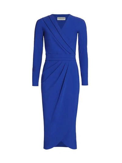 Chiara Boni La Petite Robe Jodene Pleated Wrap Midi Dress In Azulejo