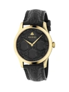 Gucci G-timeless Goldtone Stainless Steel Leather Strap Watch In Black