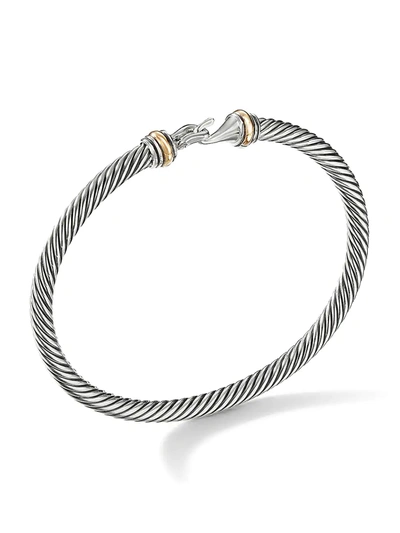 David Yurman 4mm Cable Classic Buckle Bracelet With 18k Gold In Yellow Gold