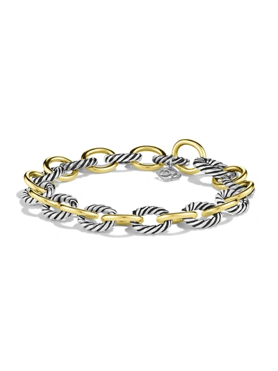 David Yurman Medium Oval Link Bracelet With 18k Yellow Gold In Silver/yellow Gold