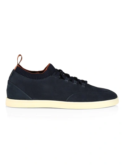 Loro Piana Soho Walk Suede Sneakers In Dark Blue