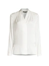Kobi Halperin Nellie Pleated V-neck Long-sleeve Blouse In Ivory