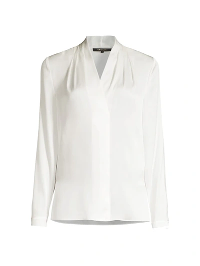 Kobi Halperin Nellie Pleated V-neck Long-sleeve Blouse In Ivory