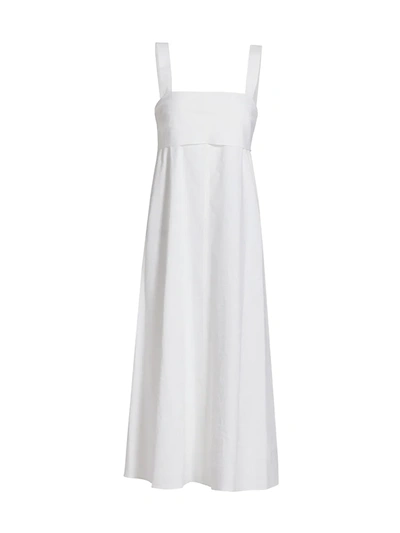 Theory Tie-back Linen-blend Midi Dress In White | ModeSens