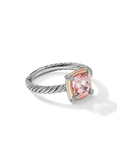David Yurman Women's Petite Châtelaine Ring With Gemstones, 18k Gold Bezel & Pavé Diamonds In Morganite