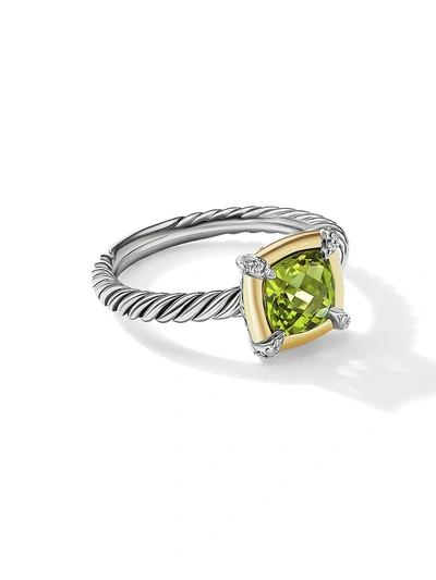 David Yurman Women's Petite Châtelaine Ring With Gemstones, 18k Gold Bezel & Pavé Diamonds In Prasiolite