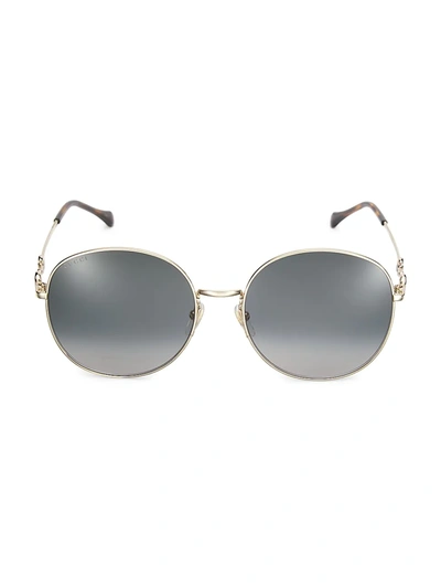 Gucci 59mm Round Oval Sunglasses In Gold