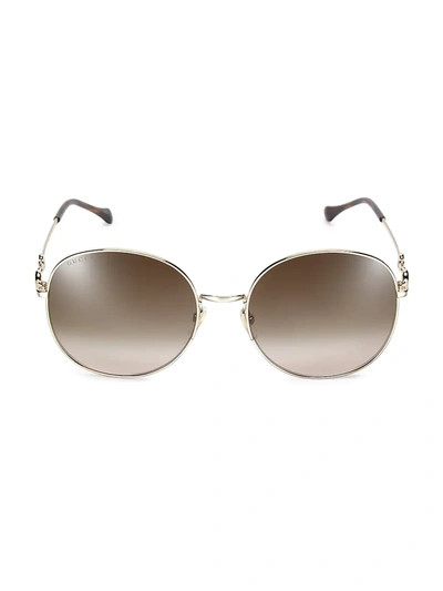 Gucci 59mm Round Oval Sunglasses In Gold