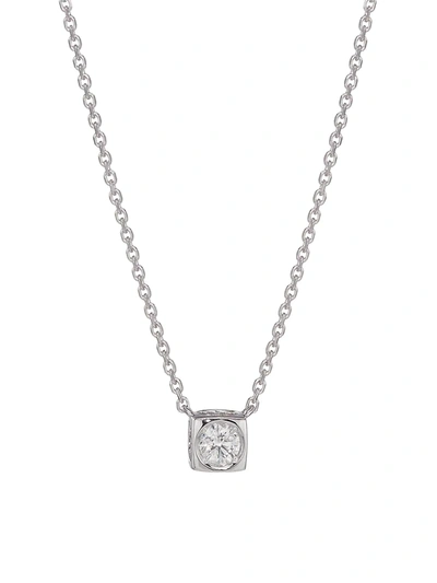 Dinh Van Women's Le Cube Diamant Platinum & Diamond Medium Pendant Necklace In White