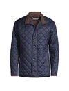 Peter Millar Suffolk Faux Suede-trimmed Quilted Shell Jacket In Navy