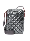 Mz Wallace Metro Metallic Quilted Crossbody Bag In Anthracite Metallic Laquer