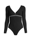 BALMAIN WOMEN'S LOGO BAND JERSEY BODYSUIT,400014978796