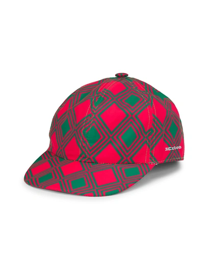 Kiton Diamond-print Baseball Cap In Red