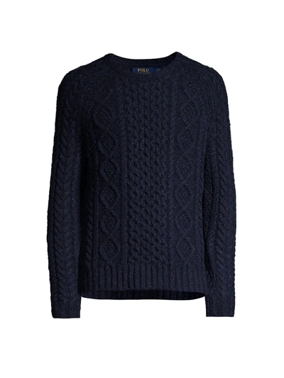 Ralph Lauren Cashmere Cable-knit Crewneck Sweater, Navy In Hunter Navy