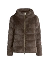 Herno Faux-fur Teddy Down Jacket In Mocha